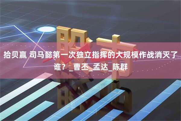 拾贝赢 司马懿第一次独立指挥的大规模作战消灭了谁？_曹丕_孟达_陈群